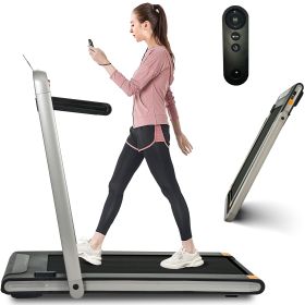 2 in 1 Under Desk Treadmill; 2.5HP Folding Electric Treadmill Walking Jogging Machine for Home Office with Remote Control; Black