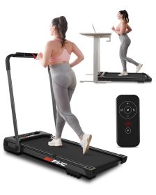 FYC Under Desk Treadmill - 2 in 1 Folding Treadmill for Home 300LBS Weight Capacity;  Free Installation Foldable Treadmill Compact Electric Running Ma (Color: BLACK)