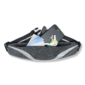 Water-resistant Sport Waist Pack Running Belt with Reflective Strip (Color: grey)